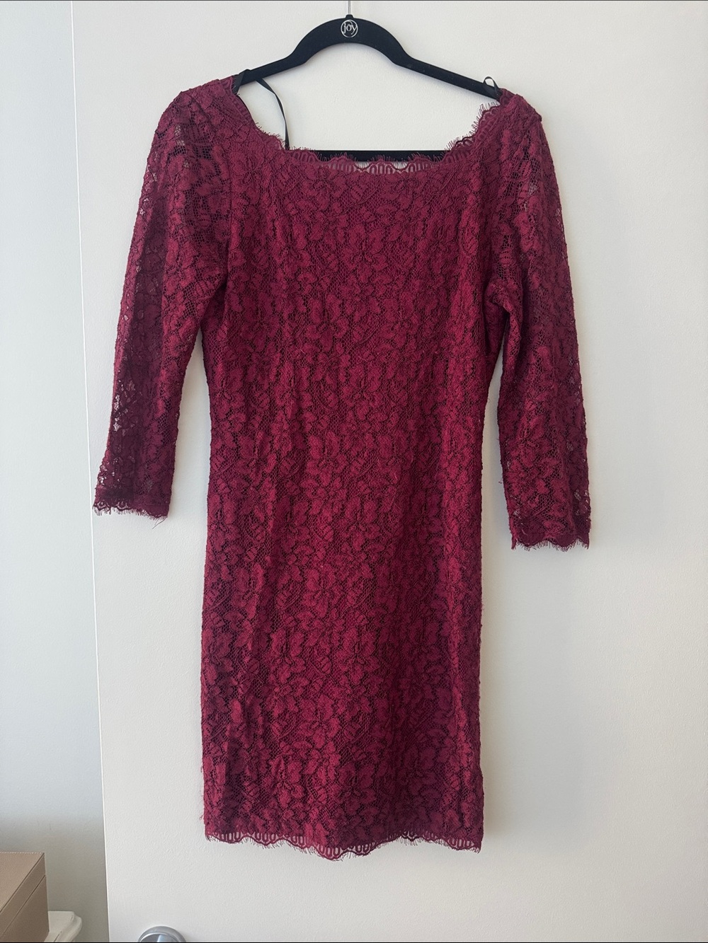 Diane Von Furstenberg Burgundy Lace Midi Dress
